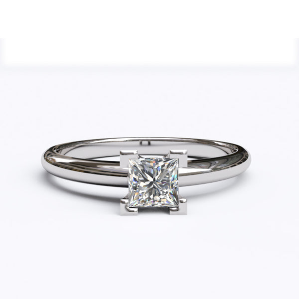 Solitaire Gold Engagement Ring with 0.35ct Princess Cut Diamond - 01SG04